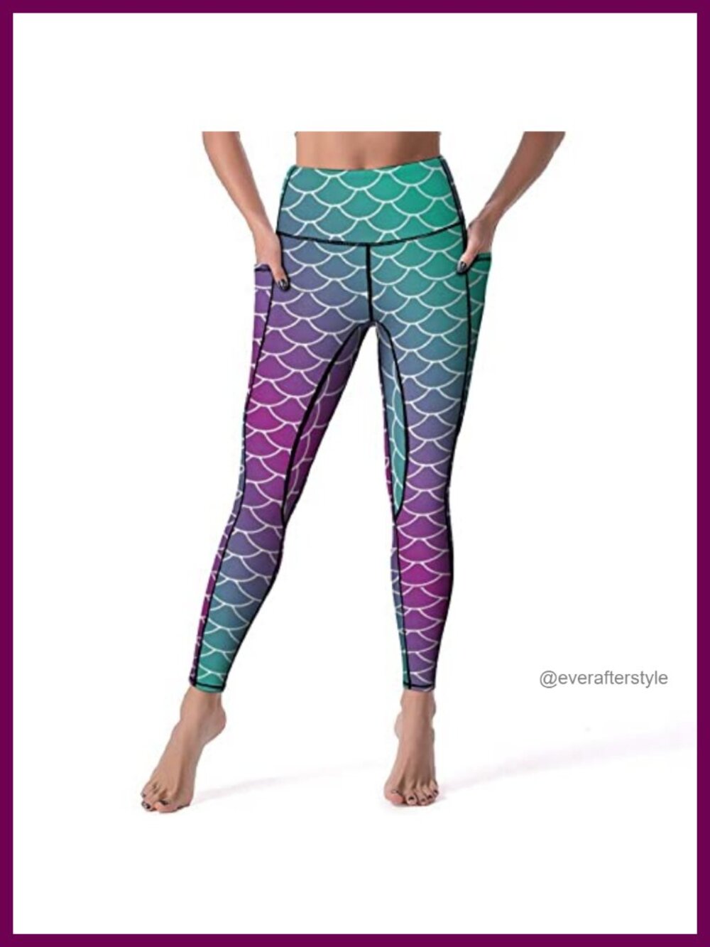 Mermaid Scales High Waisted Yoga Leggings with Pockets